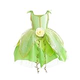 Freebily Vestido de Princesa Hadas para Niñas Disfraz de Campanilla Vestido Verde con Alas de Mariposa Disfraz de Carnaval Halloween Navidad Verde A 12-13 años