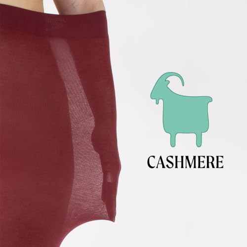 Image of CALZITALY Cashmere Wool Tights - 150 DEN Opaque Fleece Lined Warm - Multi Color Pantyhose for Women, S - 4XL