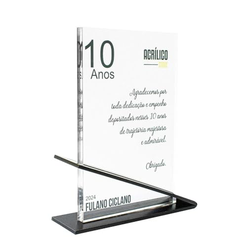 Placa Homenagem Comemorativa em Acrílico Personalizada