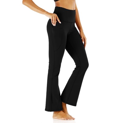 Leggins a Zampa Donna Leggeri Pantaloni Yoga Cotone Comodi Pantalone Flare Con Tasche Eleganti Elegante Pantaloni Lavoro Neri Controllo Della Pancia Leggins Morbidi Per Palestra Casual Jazz Pilates