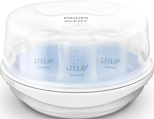 Image of Philips Avent Microwave Steam Baby Bottle Sterilizer, 4-Bottle Capacity | 99.9% Germ-Free, Sterilizes in 2 Minutes, BPA-Free, Travel-Friendly, Stays Sterile 24 Hrs, SCF281/05
