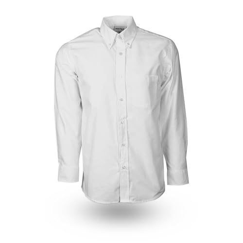 Pinnacle Image Men's Long Sleeve Oxford Shirt S33 - White, Small
