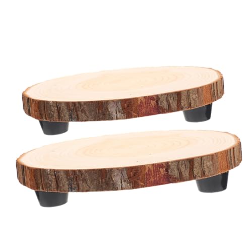VINTORKY 2 Soportes De Madera Para Plantas Soporte Redondo Para Platos De Madera Soporte Rústico Para Tartas Pedestal De Madera Multifuncional Decoración Del Hogar Centros De Mesa De