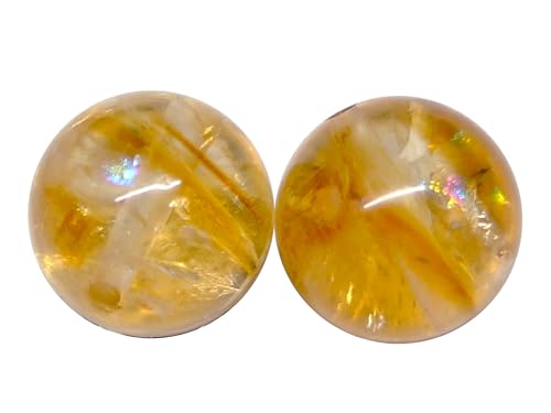 Amazon | g3-38Q 虹入り シトリン 黄水晶 8mm AA 1粒売り 天然石