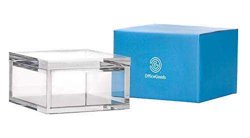 Officegoods Acrylic Desk Organizer W/ Silver Base – Functional & Elegant Odds & Ends Box For Display Or Storage – Perfect For Home Or Office, Kitchen, Bathroom Vanity, Curio Display - Medium #TOP6