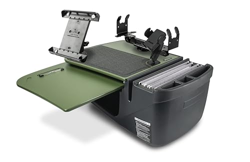 AutoExec GripMaster Car Desk for Your Vehicle Workstation and Mobile Office, Army Green with 400 watt Power Inverter, Pr