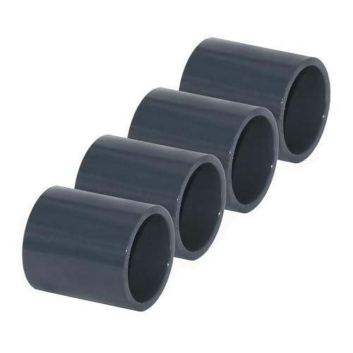HAF 4X PVC Fittings Muffe mit 50mm | Klebemuffe x Klebemuffe | Verbinder aus grauem PVC-U | PN16 für PVC Rohr, Poolfitting, Pool, Schwimmbad, Poolverrohrung, Druckleitung, Rohrleitung & Teich