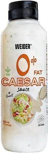 Weider Gourmet 0% Fat Caesar Sauce (265 ml). Sauce César 0% Matières Grasses, 0% Sucre. Faible en Calories. Nouvelle Recette Gourmet. Vegan.