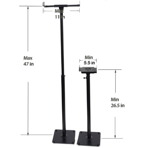 Videosecu One Pair Of Side Clamping And Height Adjustment Universal Floor Stands Speaker Mounting Bracket For Surround Sound Speakers, With Level Adjustment And Cable Management Ms07B2 M99 #TOP3