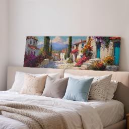 Tableau panoramique haut de gamme village méditerranéen sur toile