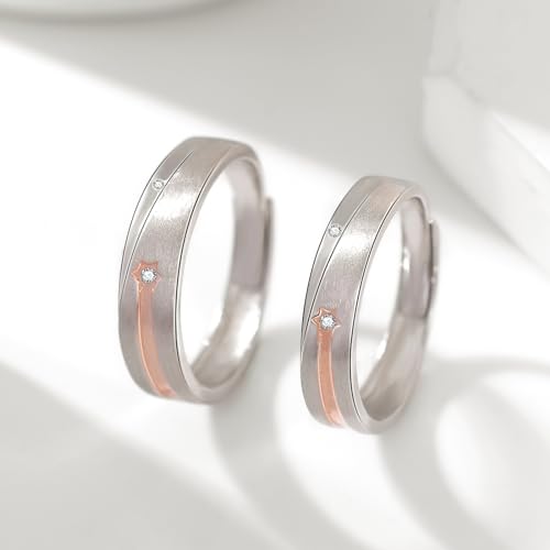 Alliance en argent sterling brossé effet pluie d'étoiles pour un mariage élégant - 5