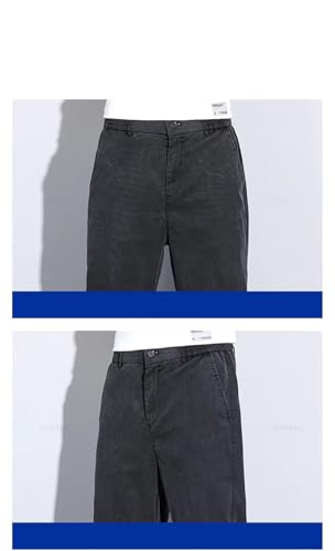 Men Summer Upgrade Soft Lyocell Fabric Jeans Ultrathin Blue Elastic Waist Loose Straight Denim Trousers2