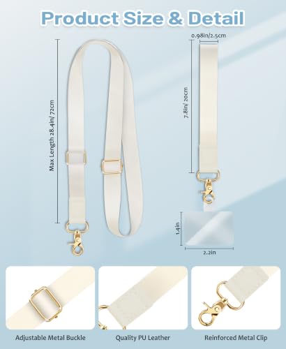 Image of Yonlevres Phone Lanyard Crossbody Strap Wrist Neck Adjustable Women Beige | Fit Cell Phone Keys and ID Badges, Travel and Daily Use, Hands-free, Work with Full-coverage Phone Case, 2 Tether Tabs, Gifts