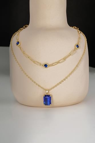 Gold Layered Pendant Necklaces for Women 14k Gold Plated Crystal Choker Necklace Paperclip Rhinestone Necklace Party Prom Jewelry4