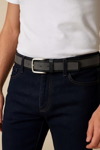 Image of Nautica Men's Casual Leather Belt | Everyday | Classic | Pants | Jeans | Khakis | Chinos | Metal Buckle