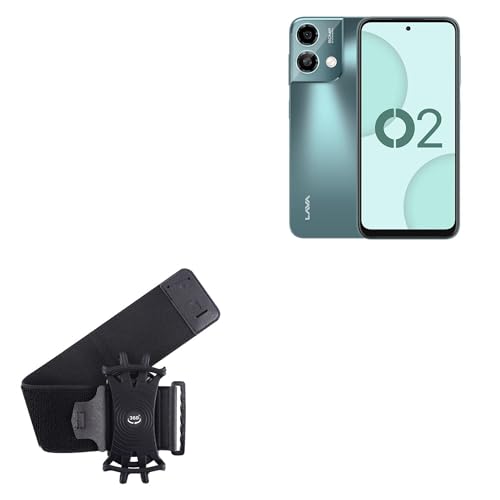 BoxWave Holster Compatible with Lava O2 - ActiveStretch Sport Armband, Adjustable Armband for Workout and Running - Jet Black