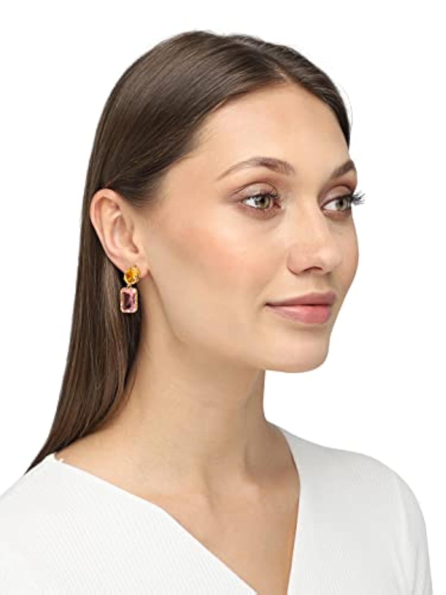 Crystal Drop Earrings Gold-toned Glamour Spark Drop Earrings