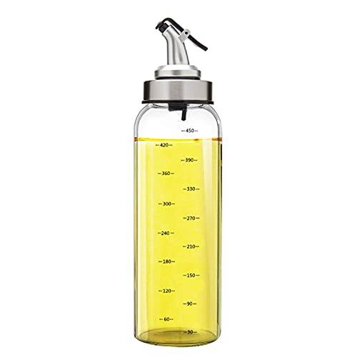 500ml Olive Oil Dispenser Bottle with Spout，17oz-oil& Vnegar Cruet Clear Glass Oil Bottle with Measurement for Kitchen(Exquisite Color Box Packaging)