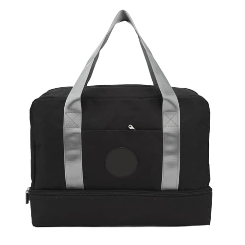 Dry Wet Separated Gym, Lightweight Duffle for Men Women, Travel with Shoe Cabinet and Practical Small, Made of Durably Cationic Fabric, 39x18x30cm (Black)