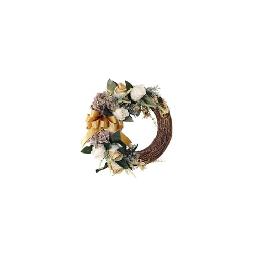 Couronne de fleurs Noël robuste contre le gel pour porte extérieure