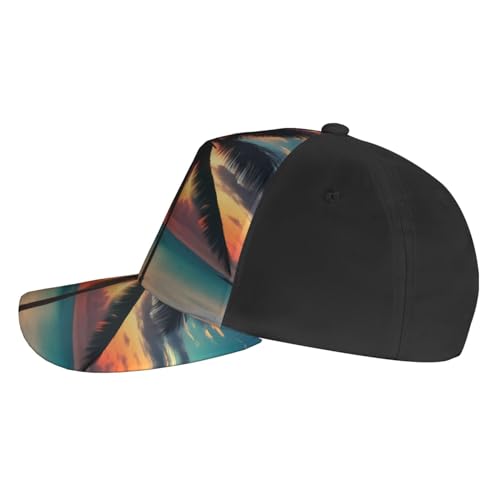 Gorra unisex negra con estampado tropical de palma miniatura 2