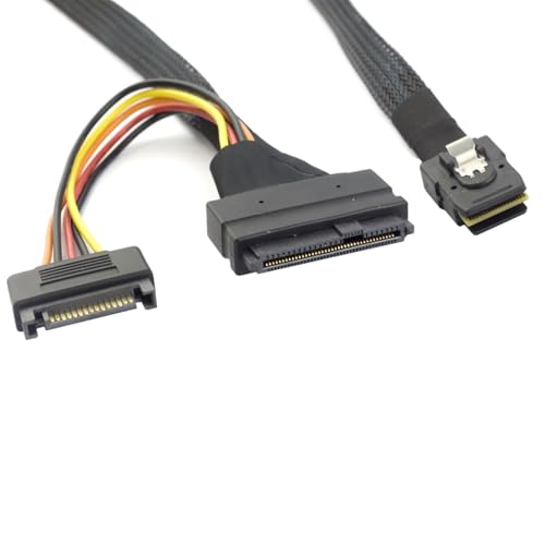 Cable Mini SAS SFF-8087 a SFF-8639 con energía SATA 15Pin 0.5m miniatura 4
