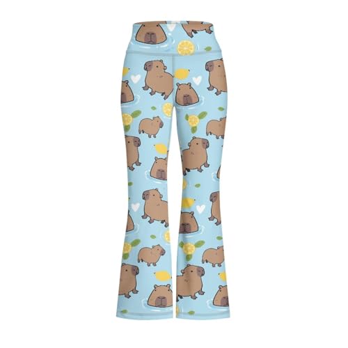 Image of Girls Leggings Floral Print High-Waisted Flared Pants 5-14 Years