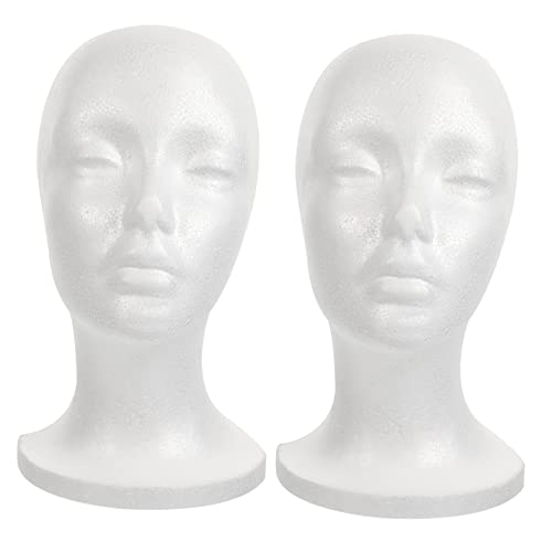 VICASKY 2 Pack Froth Wig Mannequin Heads Display Stand Holder for Wig Making Practice
