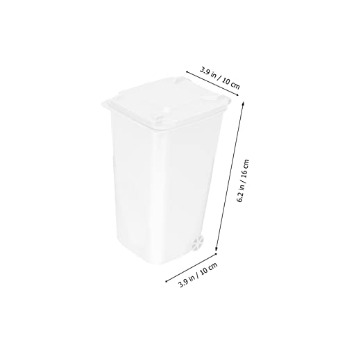 Caneca de basura compacta de escritorio plástico blanco 4pcs miniatura 6