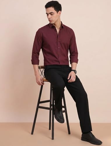 Image of DOXIC Men's Cotton Shirt with Spread Collar Neck Full Sleeves Classic Style Solid Pattern Regular Fit and Standard Length | Formal & Casual Wear Shirts