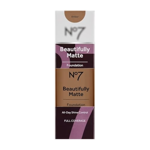 Nō 7 | Beautifully Matte Foundation - Amber | SPF 25 - Medium Coverage | 16hr Shine Free - Complextion Perfection | 28mL [Imperfect Box]