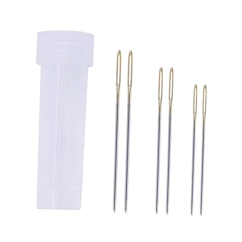 SEWACC Stitching Needle Kit 7 Pcs Large-Eye Needles for Upholstery Embroidery Knitting with Storage Bottle