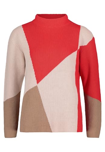 Betty Barclay Damen Feinstrickpullover mit Intarsie 42, Patch Red/Nature