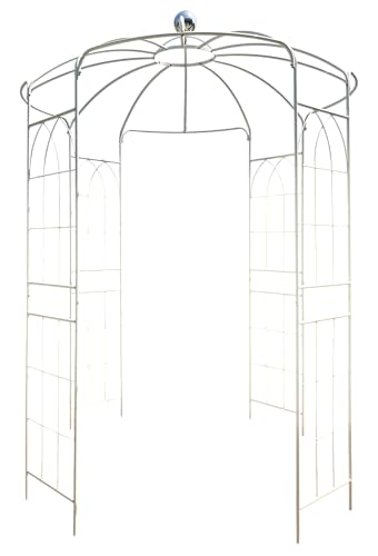 AKHLSASK 81.3" Dia Garden Arch, Birdcage Shape Metal Arbor Gazebo, Heavy Duty Iron Pergola Pavilion for Wedding Ceremony, Outdoor Parties, Backyard, Cream White
