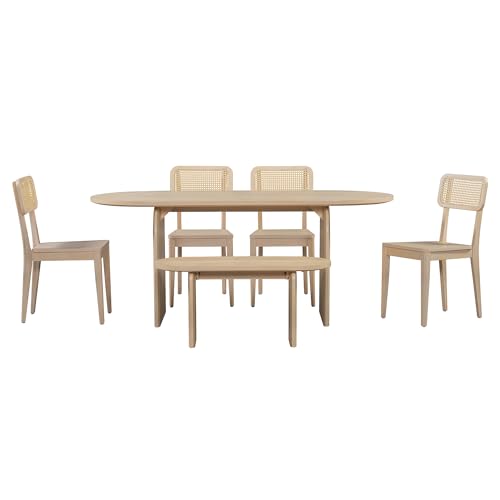 Merax 6 Pieces Modern Style Dining Set for 6, Natural