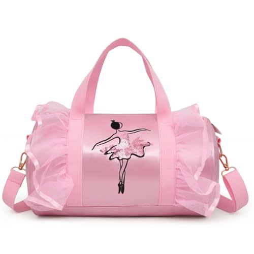 Niedliche Ballett-Tanztasche, Sporttasche, Handtasche, Crossbody-Tasche, Ballerina-Duffle-Tasche, für Tänzerinnen und Mädchen, Pink02, Niedliche Tanztaschen für Mädchen