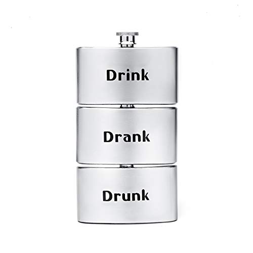 North Shire Stainless Steel Triplets 3-in-1 Stainless Steel Drink Drank Drunk Triple Alcohol Drinking Novelty Hip Flask 3x3 oz
