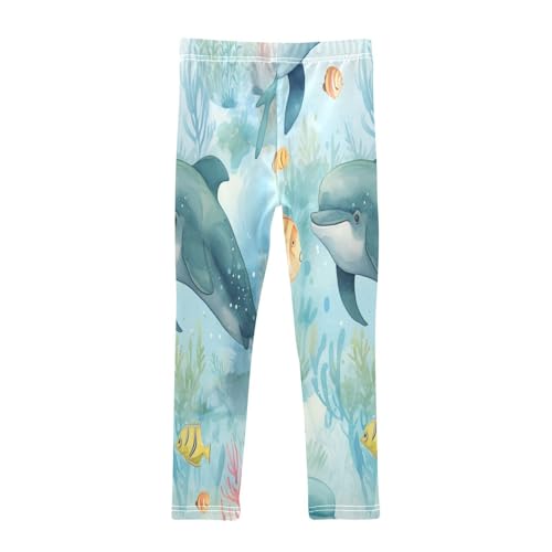 Toddler Girls Leggings Printed Yoga Pants Leggings Orange Fish Blue Dolphin for Kids2