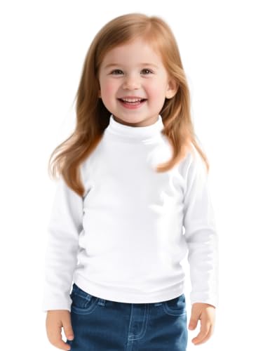 Image of Witwot Toddler Girls Mock Turtleneck Shirts Long Sleeve Thermal T-Shirt | Cotton Girl Soft Basic Pullover Tops Size 18M-5T