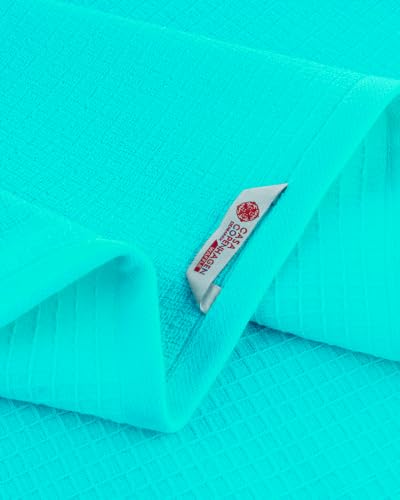 Image of Casa Copenhagen, Egyptian Cotton - Waffle Terry Towel 4 Piece 100% Cotton Large Bath Towel Set - Aqua Blue