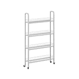 Vicco Rollregal Rolivo, Weiß, 58 x 15 cm mit 4 Fächern, auf Rollen flexibel positionierbar für schmale Stellflächen