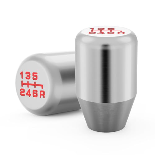 Amazing AUTO Silver Aluminum Weighted Shift Knob – Universal 6 Speed Manual Gear Shifter with Black Metal Thread Adapters – Ergonomic Car Interior Upgrade