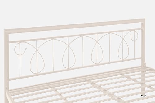 Image of Kovu Metal King Size Bed Without Storage | Wrought Iron Double Bed with Headboard & Footboard | Sturdy Powder Coated Platform Bed King Size Cot for BedroomLivingRoom Ivory (75x72)