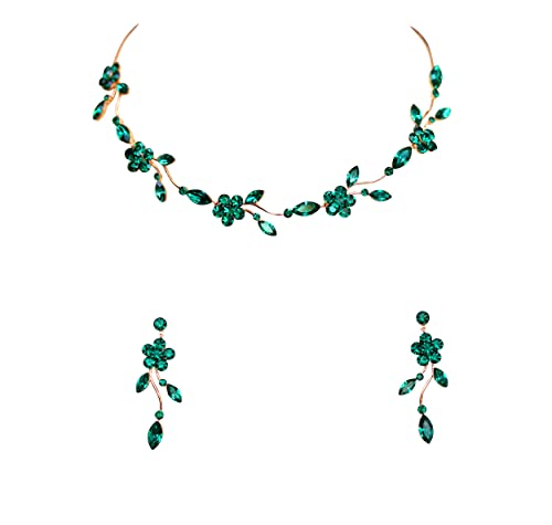 Image of Faship Gorgeous Rhinestone Crystal Floral Necklace Earrings Set