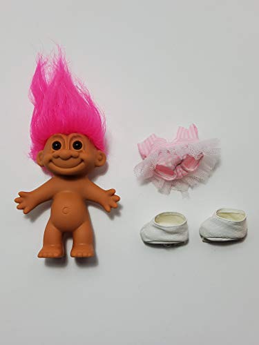 Muñeco Troll con cabello rosa vintage retro miniatura 1