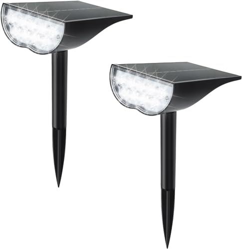 WELFOX Solar Spot Lights Outdoor,5 Lighting Modes IP65 Waterproof Single Crystal Solar Landscape Spotlight,6500K Adjustable Outdoor Lighting,Suitable for Garden,Courtyards,Lanes,and Walkways 2 Pack