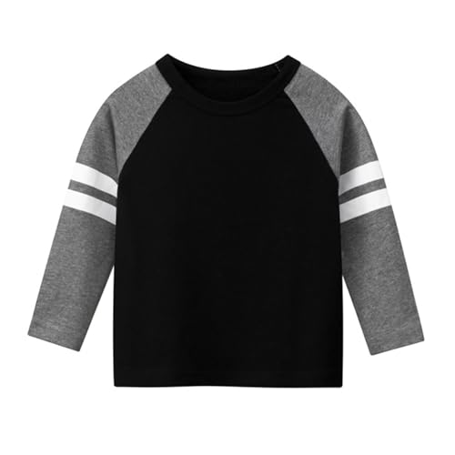 Toddler Boy Long Sleeve Shirts Casual Kids Cotton Crewneck Solid Raglan Tee Tops Blouse Fall Winter T Shirt for Boys Black Gray 2-3T 100