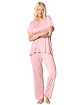 Suzy & Me Ladies Plus Size Soft Touch Jersey Pyjamas, Navy Blue with White Polka Dots (UK, Numeric, 26, 28, Regular, Regular, PINK)