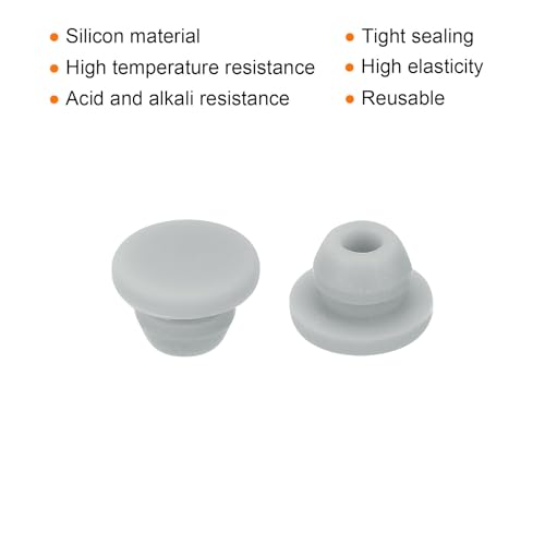 Image of MECCANIXITY 30pcs Silicone Snap in Locking Hole Plugs,5mm /0.2 Inch Mounting Diameter Narrow Groove Width 1.5mm Panel Seal Cover Round for Kitchen Bulkheads Waterproof Sealing Plugs Grey