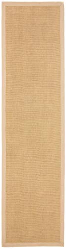 carpetfine Sisalteppich Läufer Naturfarbe 70x200 cm handgewebt mit Bordüre aus Baumwolle in Beige...